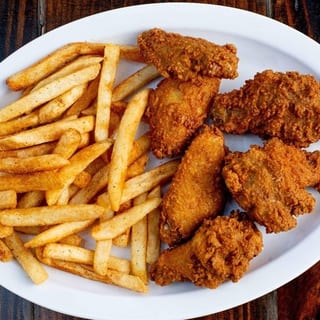 Six Pcs Chicken Wings with Fries