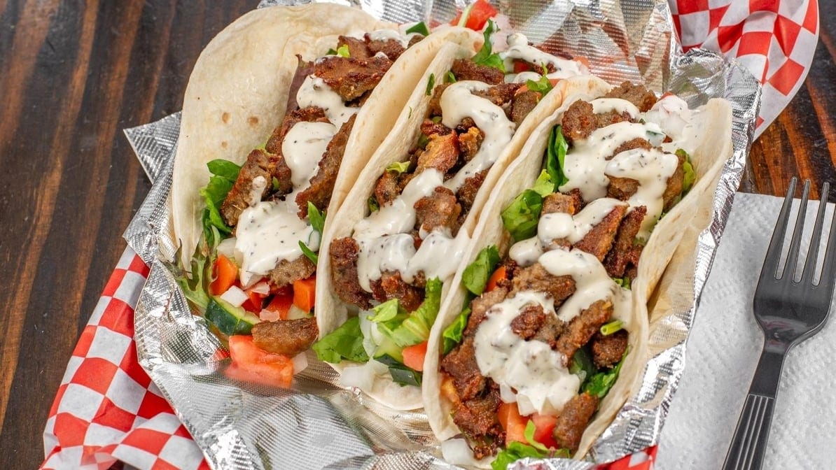 Three Gyro Tacos.