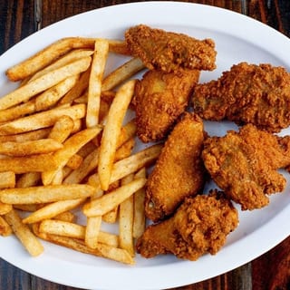 Six Pcs Chicken Wings with Fries