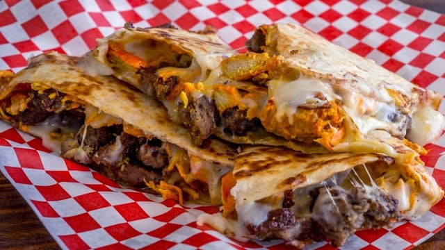 Gyro and Chicken Quesadilla.