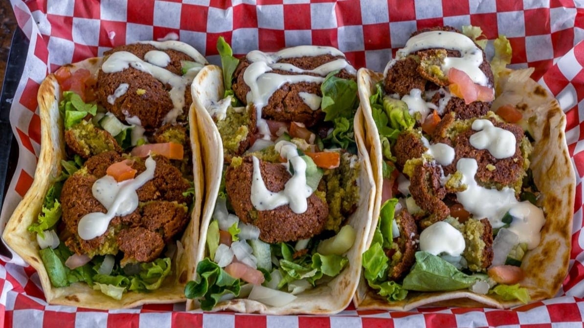 Three Falafel Tacos.