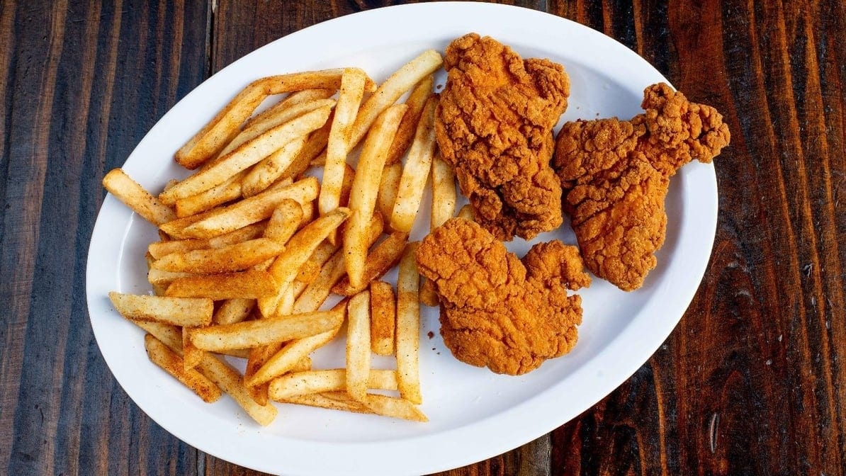 Three Pcs Chicken Tenders with Fries.